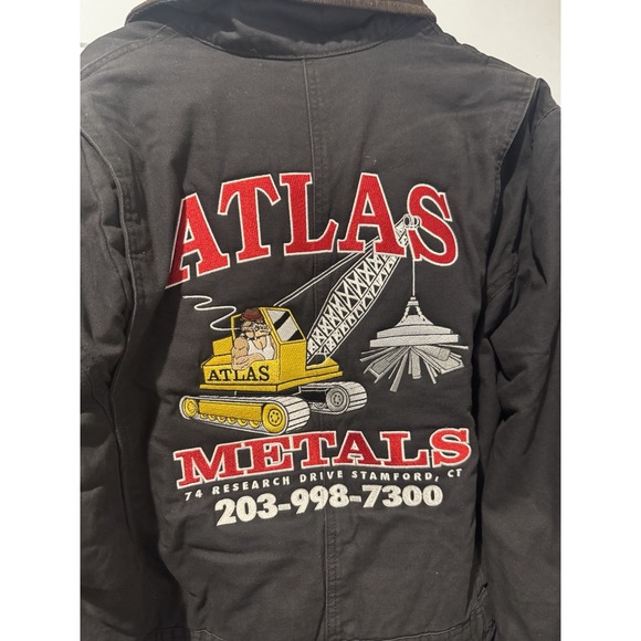 Dickies Embroidered Atlas Metals Stamford Ct Black‎ Jumpsuit Coveralls Work L - Picture 1 of 16